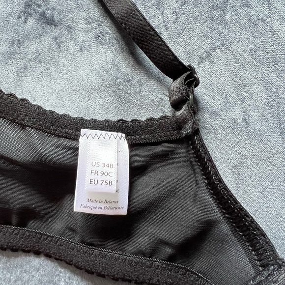 Black Sheer Polka Dot Bra Size 34B - Picture 2 of 2